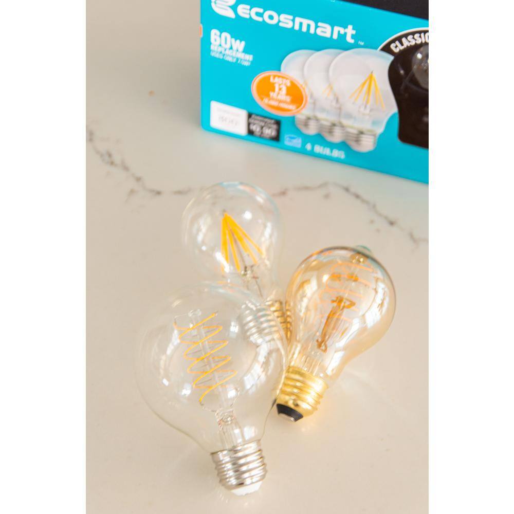 EcoSmart 40-Watt Equivalent G25 Globe Dimmable ENERGY STAR Clear Glass Filament LED Vintage Edison Light Bulb Soft White (3-Pack) FG-03396