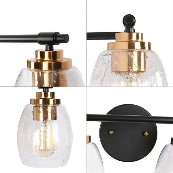 Fintch Modern Farmhouse 4-light Bathroom Vanity Light Fixture Industrial Black Gold Wall Sconce