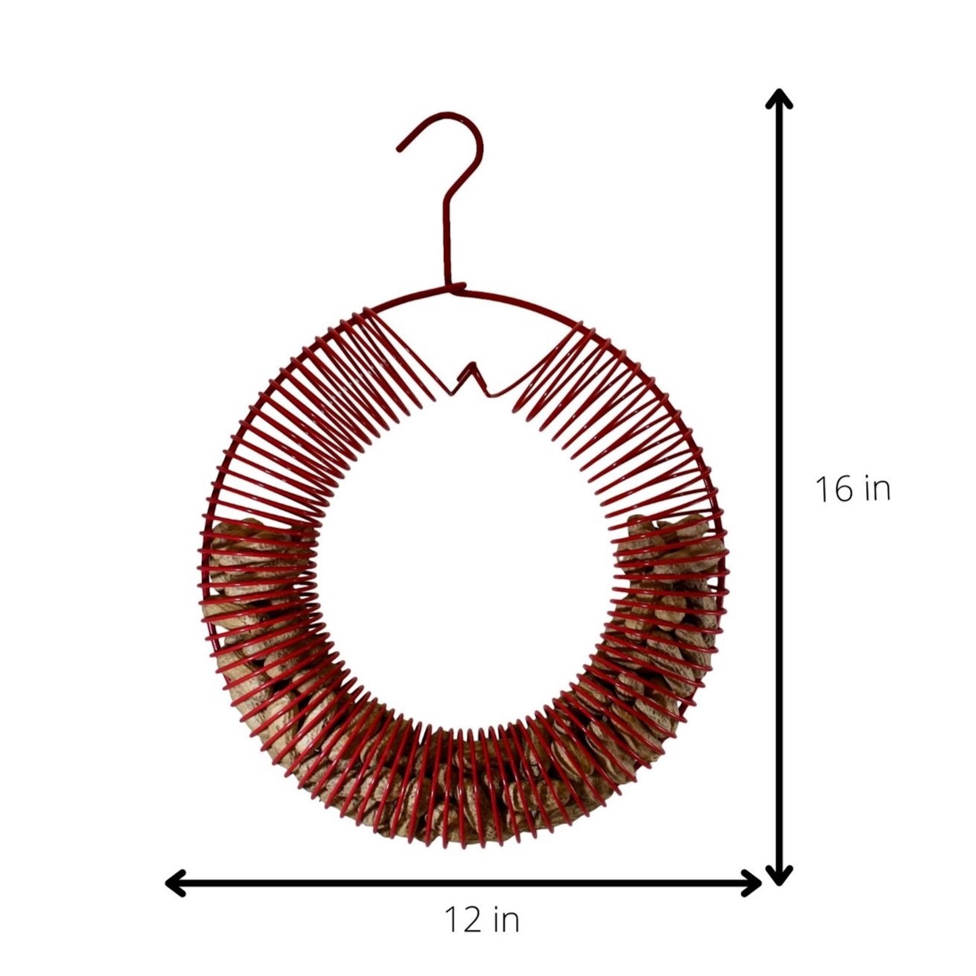 Songbird Essentials Bird Feeder Squirrel Feeder Whole Peanuts Wreath Red