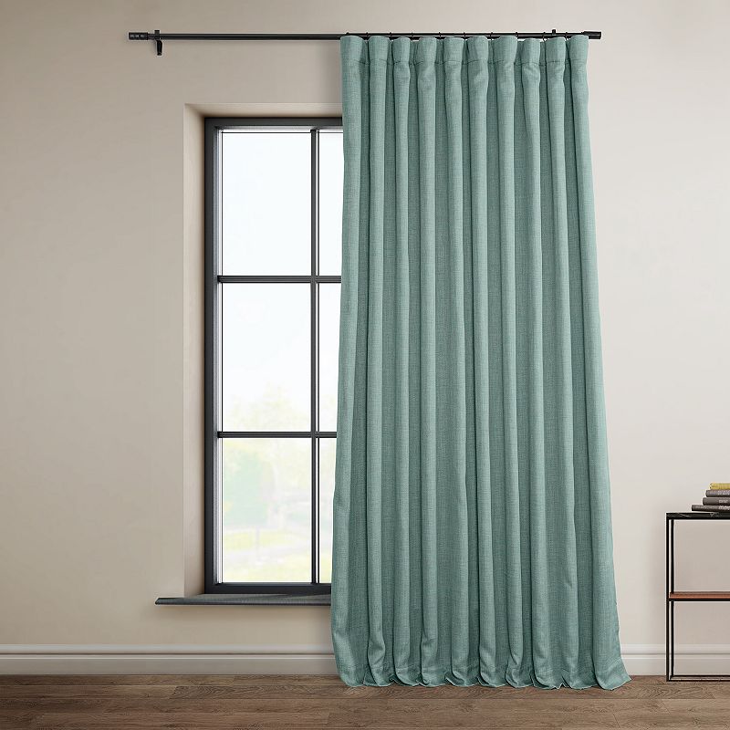 EFF Faux Linen Extra Wide Blackout Window Curtain