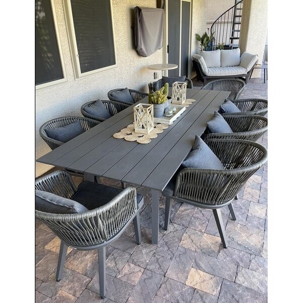 PURPLE LEAF 711 Patio Dining Set，Aluminum Frame Table，Wicker Chairs