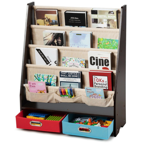 Costway 98643025 Kids Book and Toys Organizer Shel...