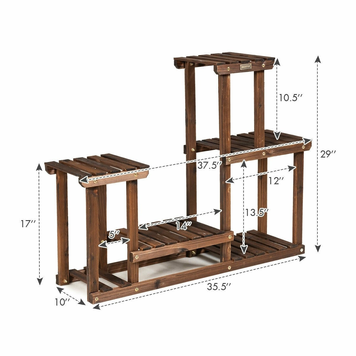 4 Tier Wood Plant Stand Multiple Flower Pot Holder Display Rack