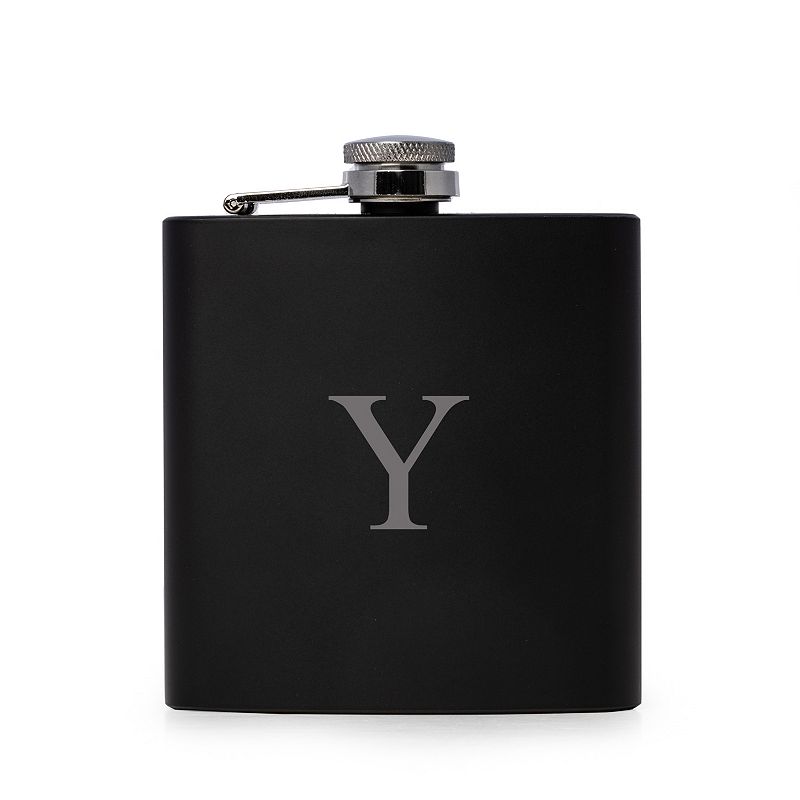 Vincent Initial Monogrammed Black Flask