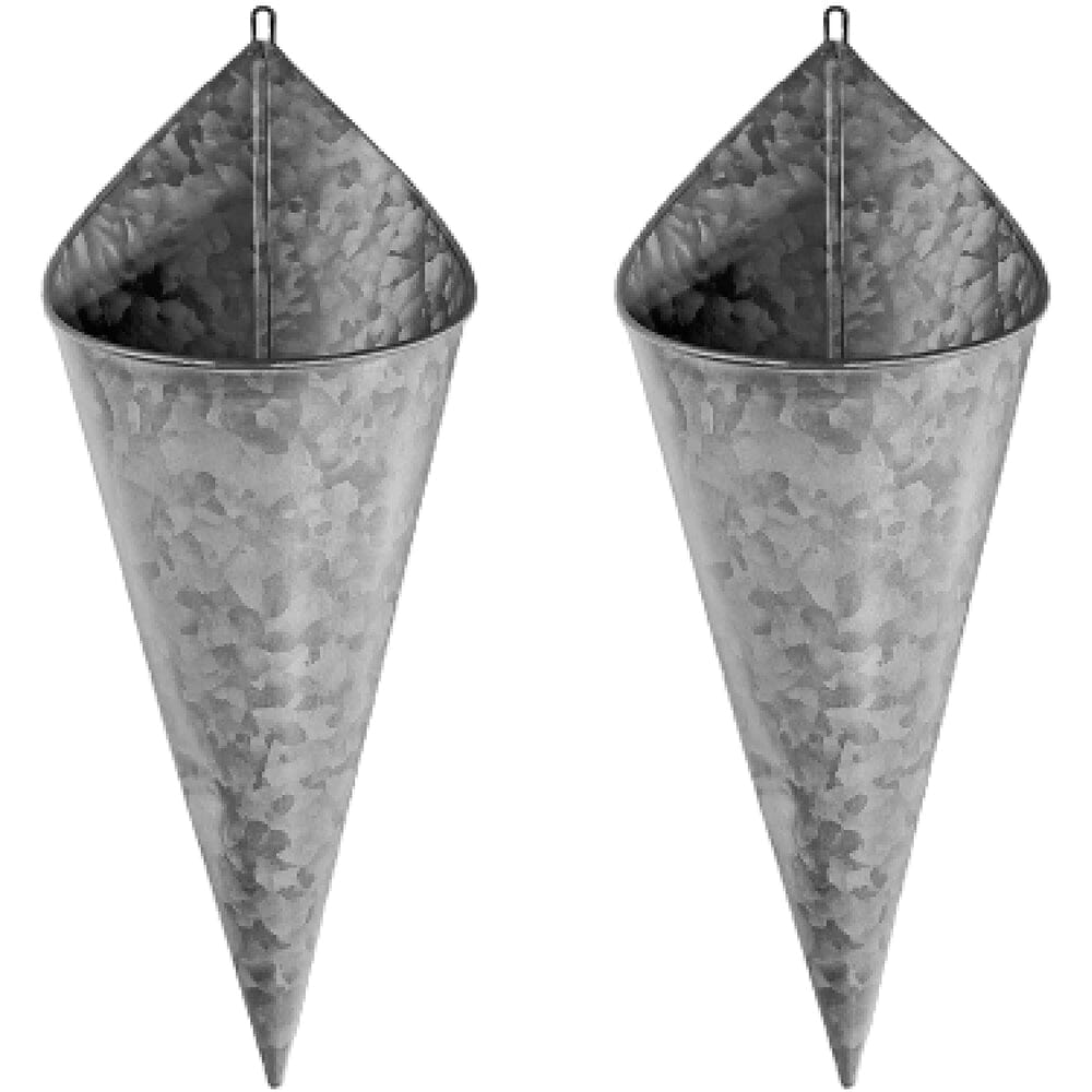 Galvanized Wall Planters - Two (2) Large Premium. Farmhouse Metal Hanging Vase