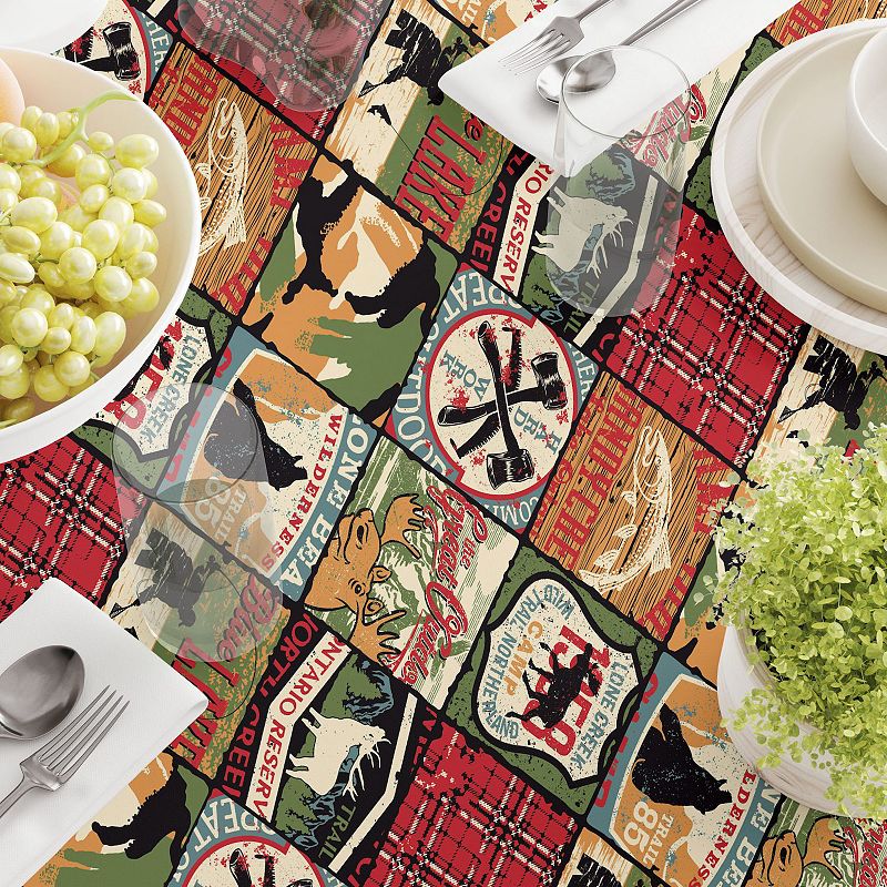 Square Tablecloth， 100% Polyester， 70x70， Great Outdoors Patchwork