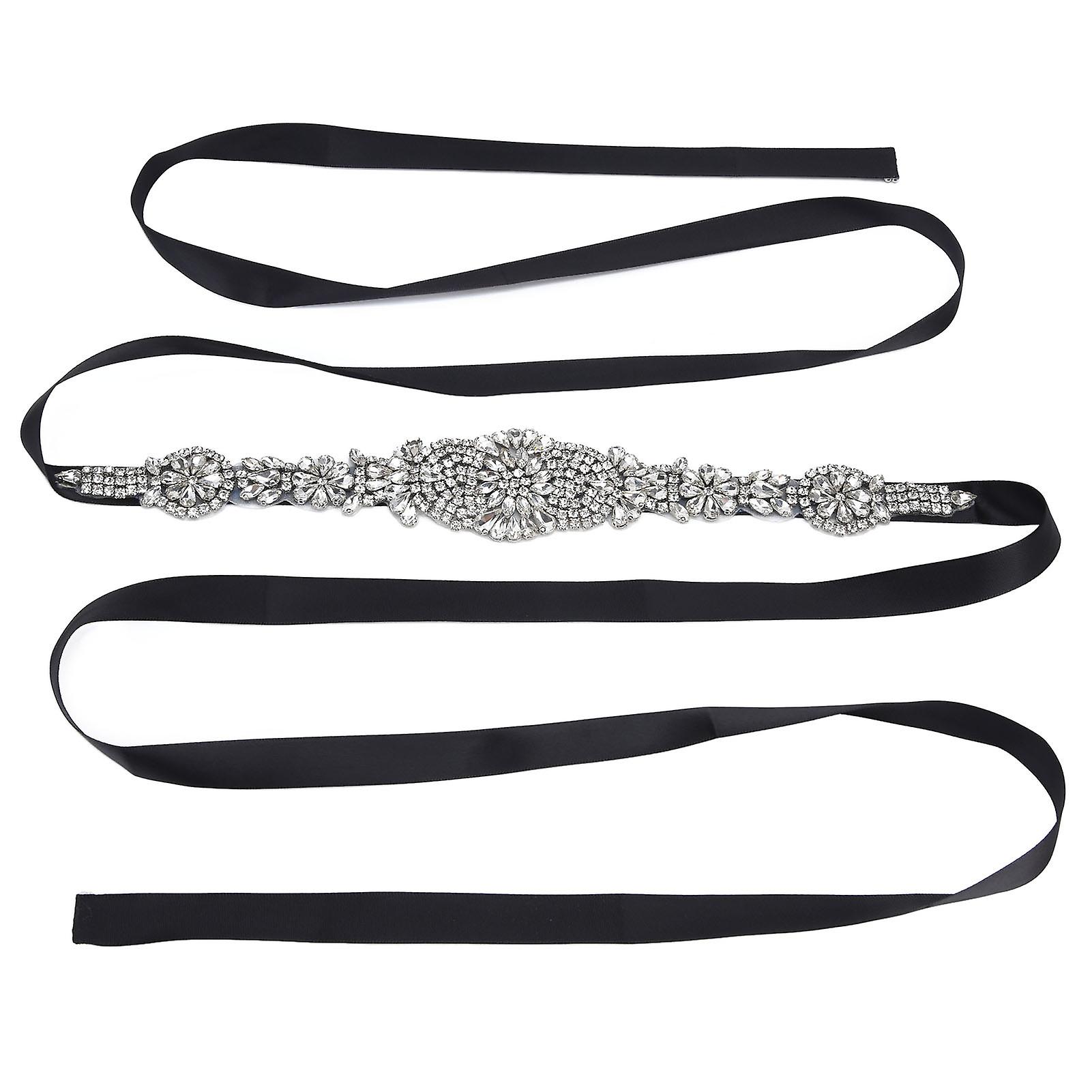 Rhinestone Wedding Dress Belt Elegant Waistbelt Clothes Accessories For Bride Bridesmaidblack