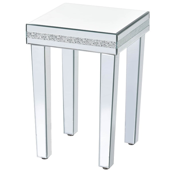 Modern Silver Glass Mirrored Square End Table