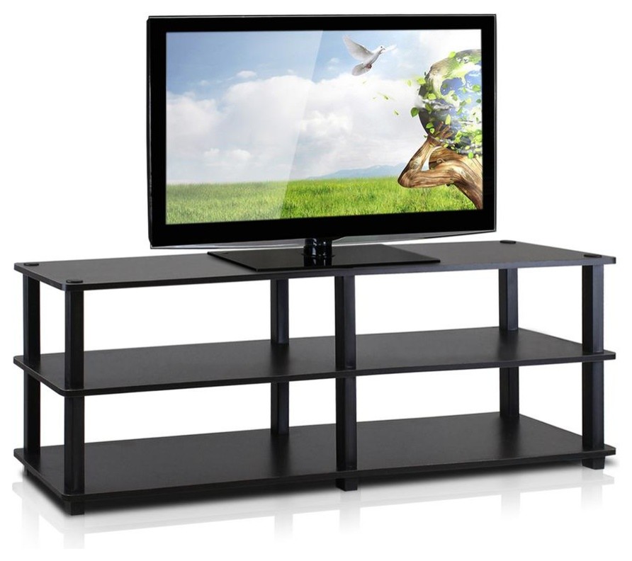 Tv14038Ex/Bk Turn S Tube No Tools 3 Tier Entertainment TV Stands  Espresso/Black   Transitional   Entertainment Centers And Tv Stands   by VirVentures  Houzz