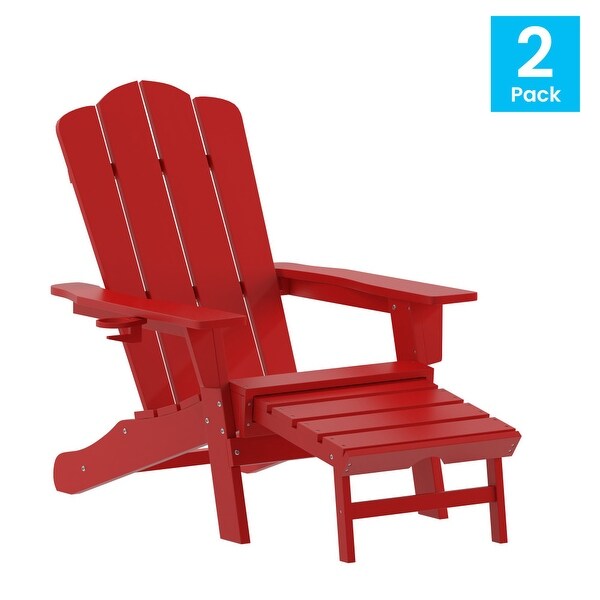 Commercial AllWeather Adirondack Chair with Pullout Ottoman and Cupholder