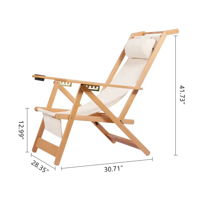 Wholesale Custom Wood Camping Folding Chair  5 Speed Adjustable Folding Chair Outdoor