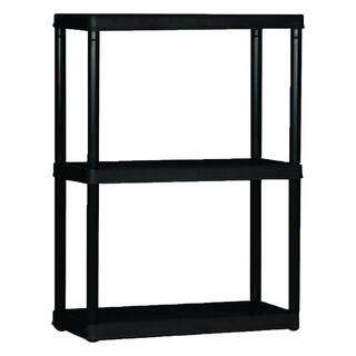 GRACIOUS LIVING Black 3-Tier Plastic Garage Storage Shelving Unit (24 in. W x 33 in. H x 12 in. D) 91019MAXIT-1C-54