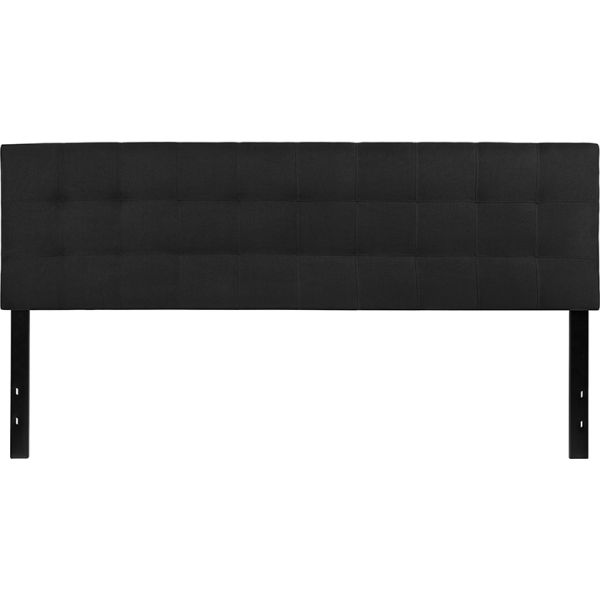 Bedford Tufted Upholstered King Size Headboard in Black Fabric