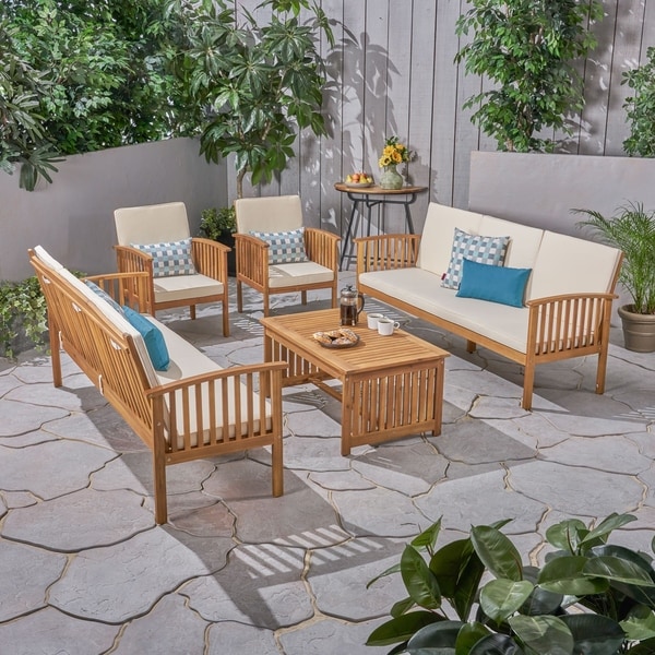 Carolina Outdoor 5pc. Acacia Conversational Set by Christopher Knight Home