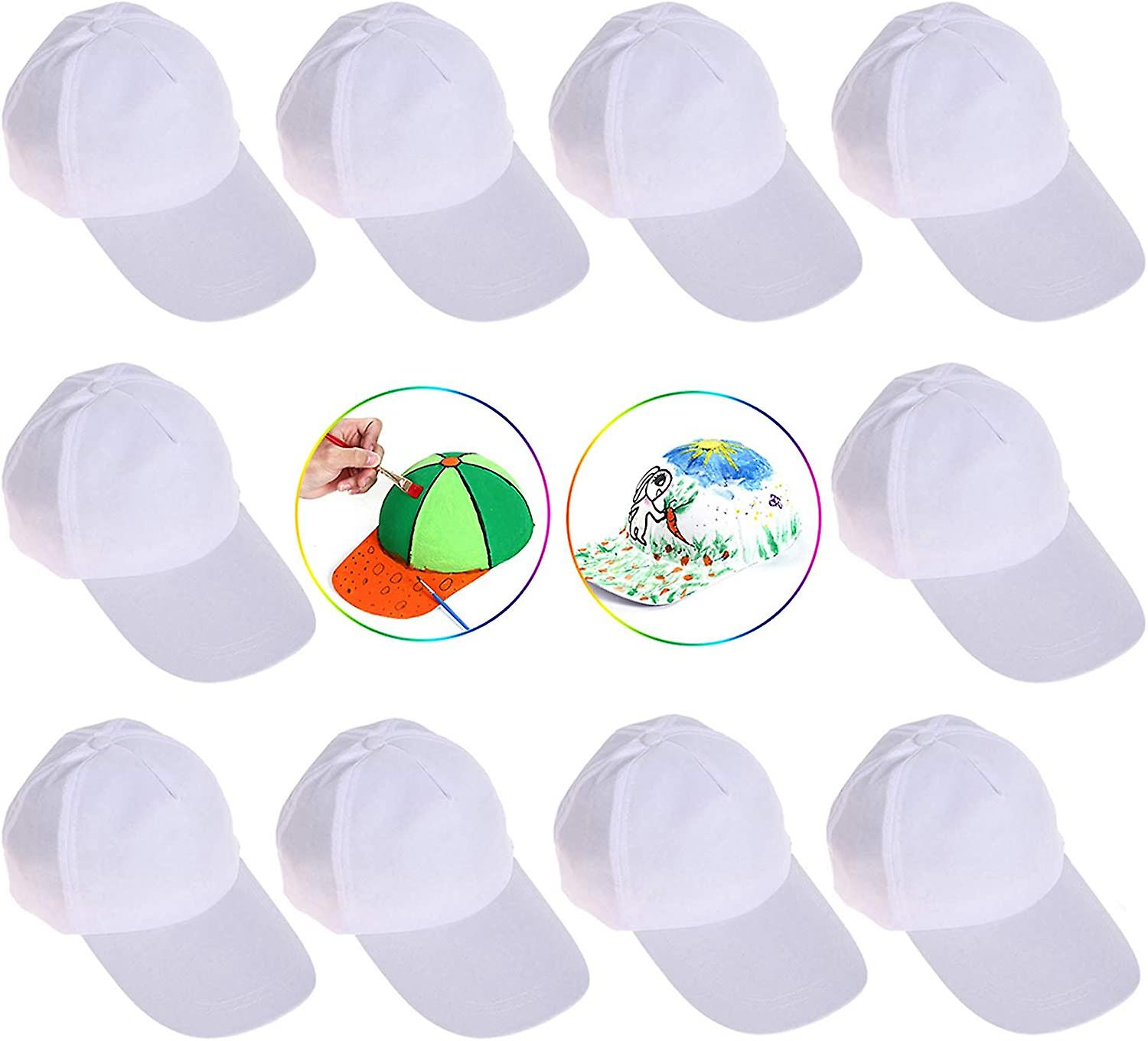 Diy Kids Baseball Caps Hats - White Diy Creative Painting Polyester Sun Hat Sports Cap For Kids Aged 3-12 Yrs Old (10pcs)