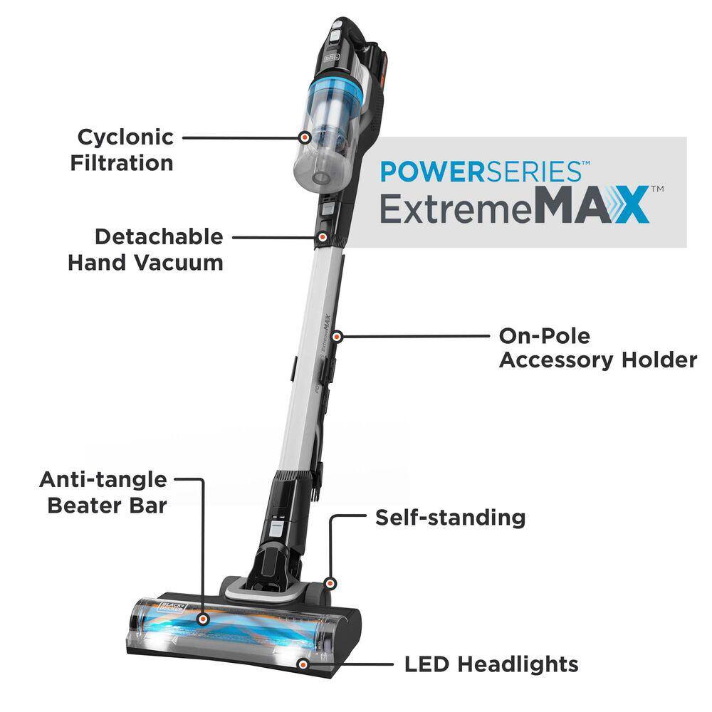 BLACK+DECKER POWERSERIES Extreme 20V MAX Bagless Cordless Washable Filter Multi-Surface Black Stick Vacuum with 5.0Ah Battery BHFEB520D1