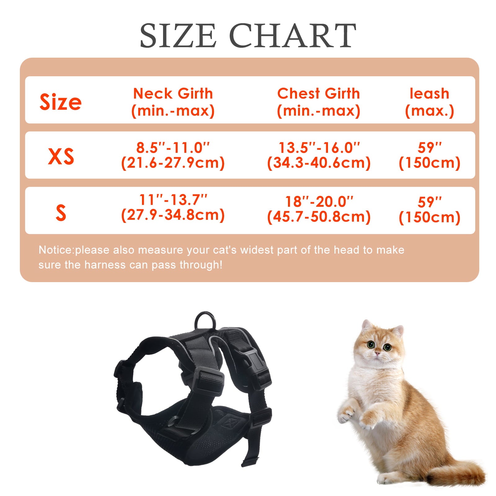 Cat Harness and Leash for Walking， Escape Proof Soft Adjustable Vest Harnesses for Cats， Easy Control Breathable Reflective Strips Jacket