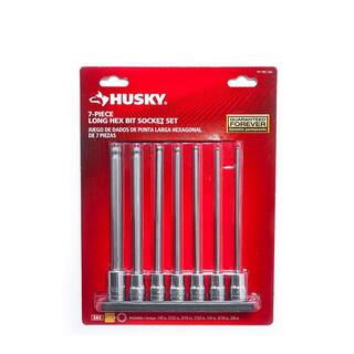 Husky 38 in. Drive SAE Long Ball Hex Bit Socket Set (7-Piece) H3DSAELBBS7PCN