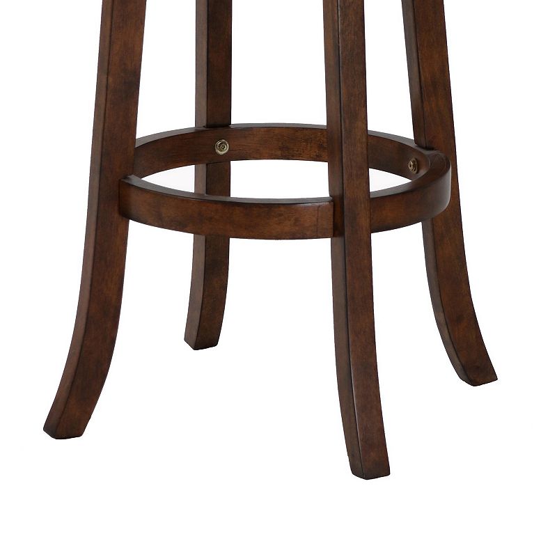 Curved Swivel Barstool with Leatherette Padded Seating， Brown and Black