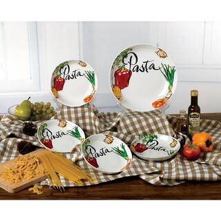 Lorren Home Trends 11 in. 52 fl. oz. Vegetable 5-Piece White Porcelain Pasta Serving Bowl Set (Set of 5) PS7