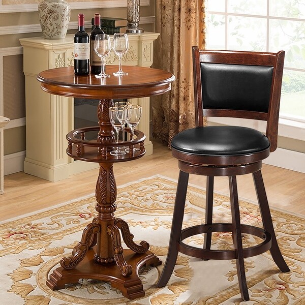 Costway 24'' Swivel Counter Height Stool Wooden Dining Chair