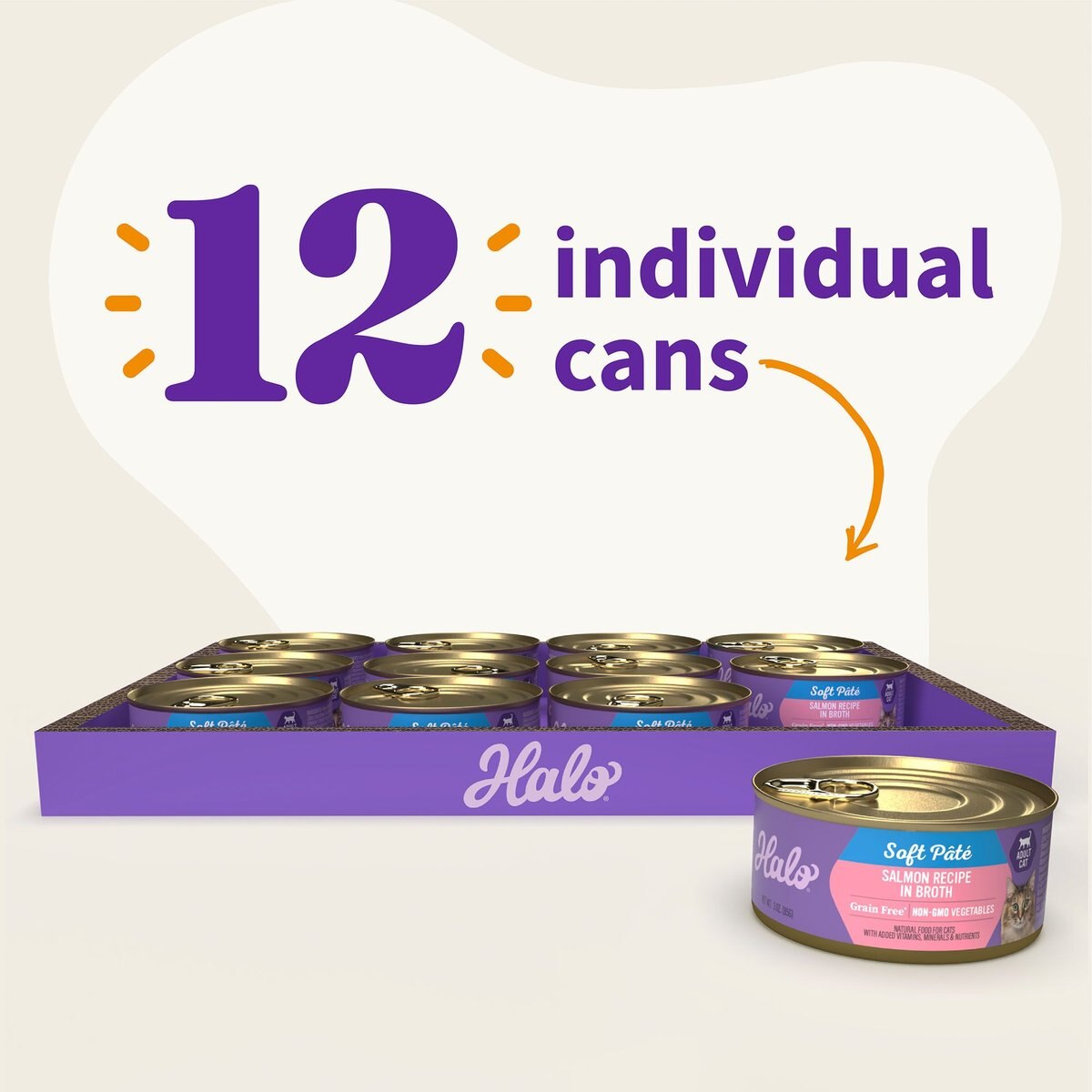 Halo Adult Grain-Free Pate Salman Recipe in Broth Wet Cat Food