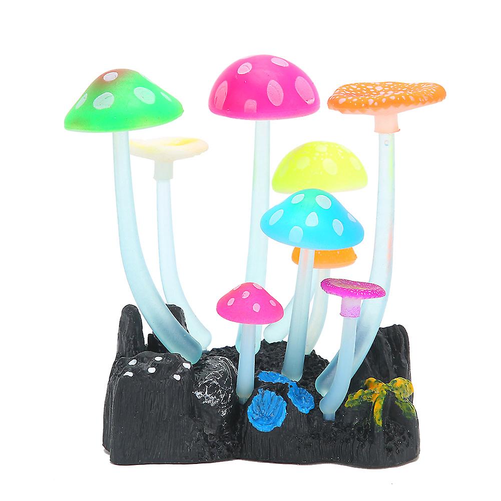 Artificial Luminous Water Plant Mushroom For Aquarium Fish Tanks Landscape Decorationthick Stems 9 Mushroom