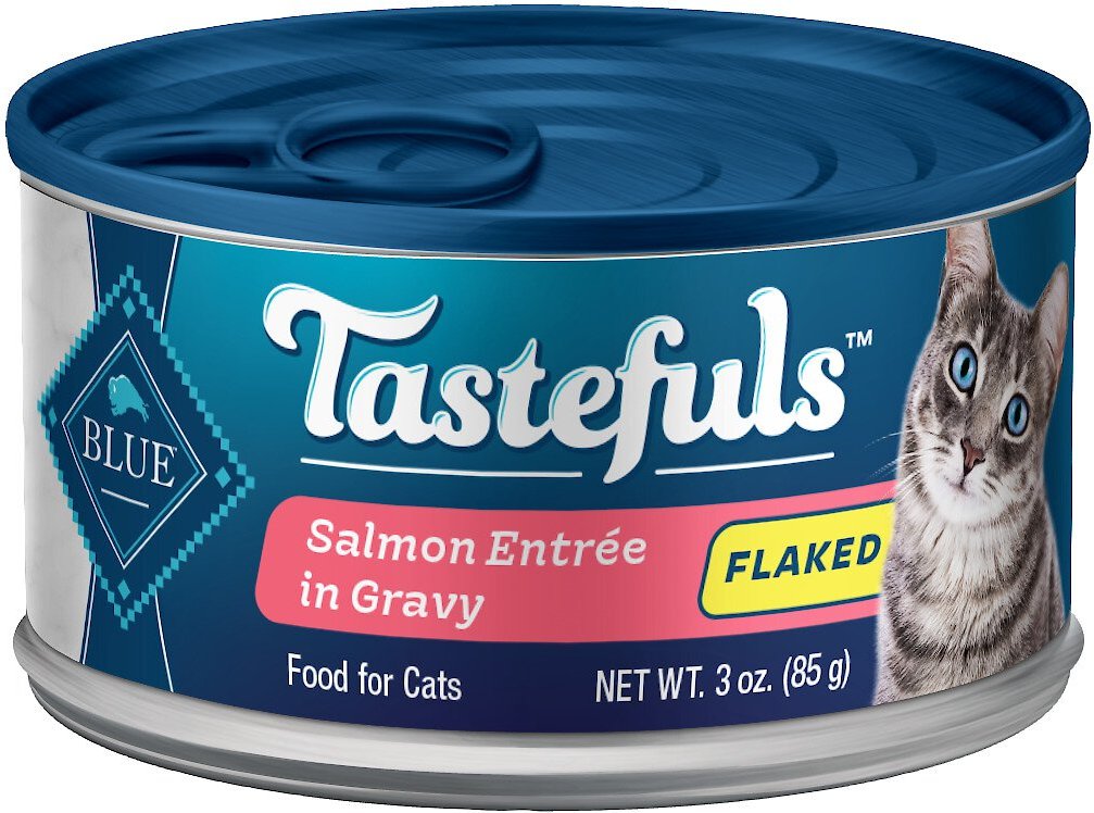 Blue Buffalo Tastefuls Salmon Entrée in Gravy Flaked Wet Cat Food， 3-oz can， case of 24