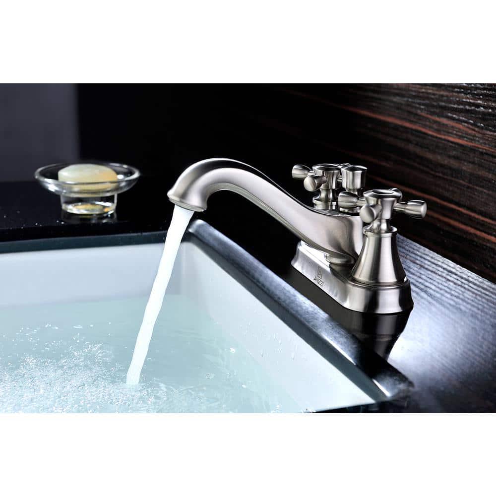 ANZZI Major Series 4 in Centerset 2Handle MidArc Bathroom Faucet in Brushed Nickel