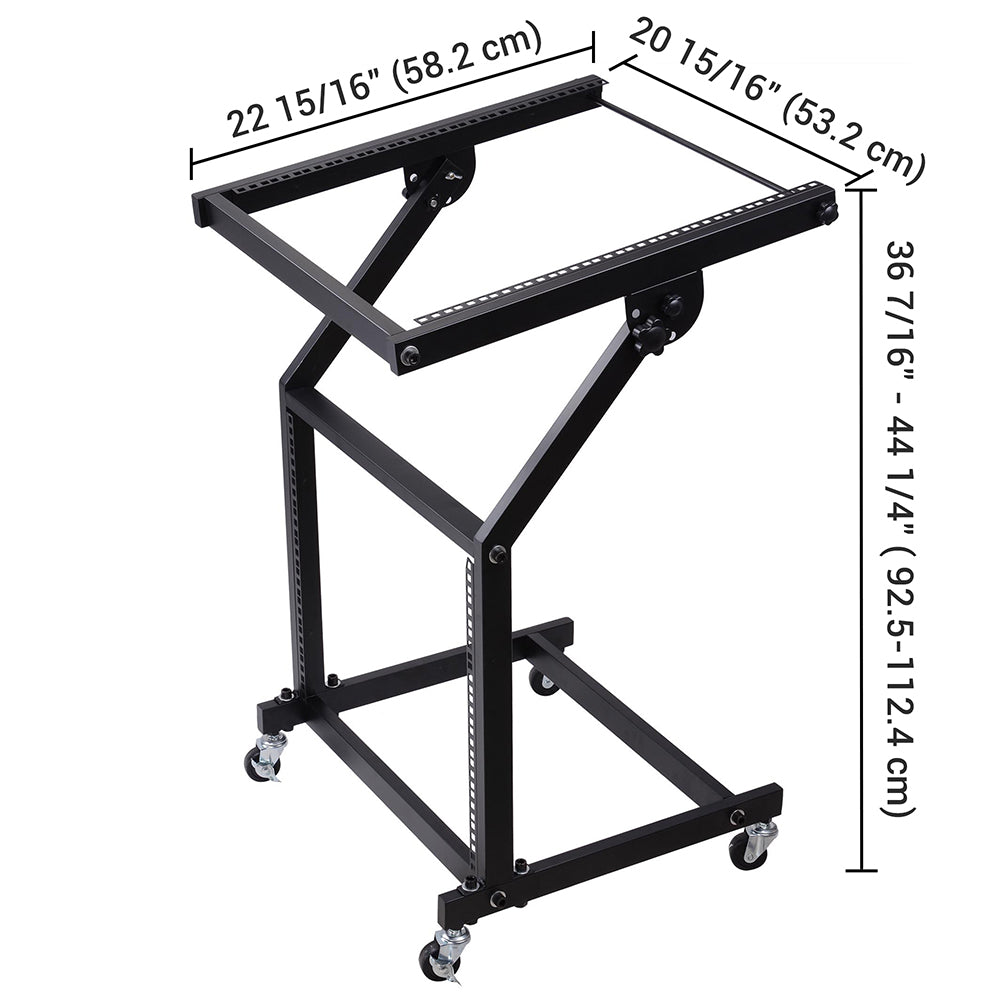 Yescom 19in 9U Space Rolling Audio Mixer Stand Cart Rack Mount