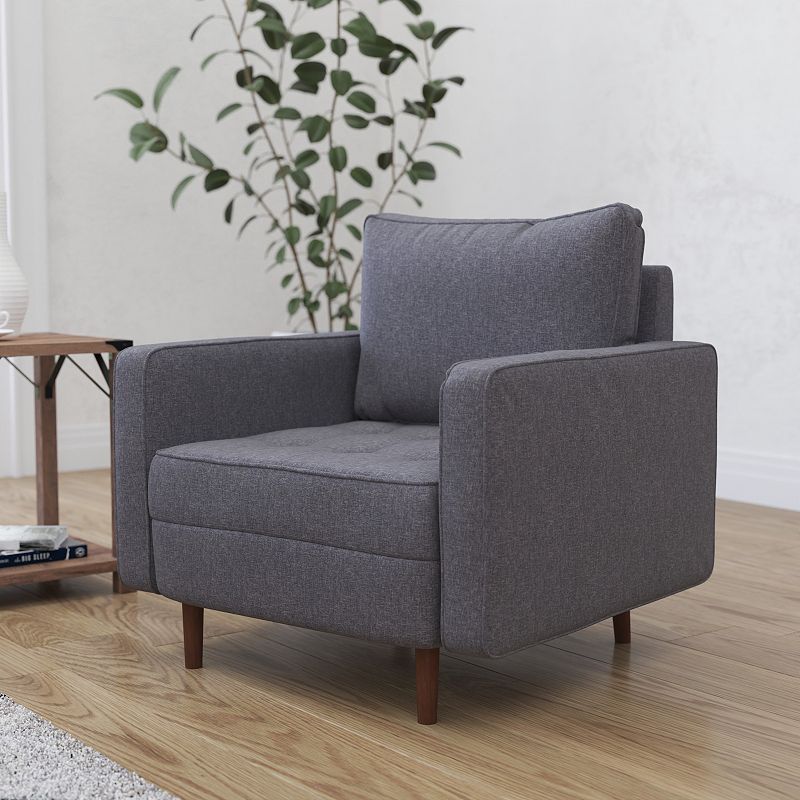 Merrick Lane Garibaldi Mid-Century Modern Armchair with Tufted Upholstery and Solid Wood Legs