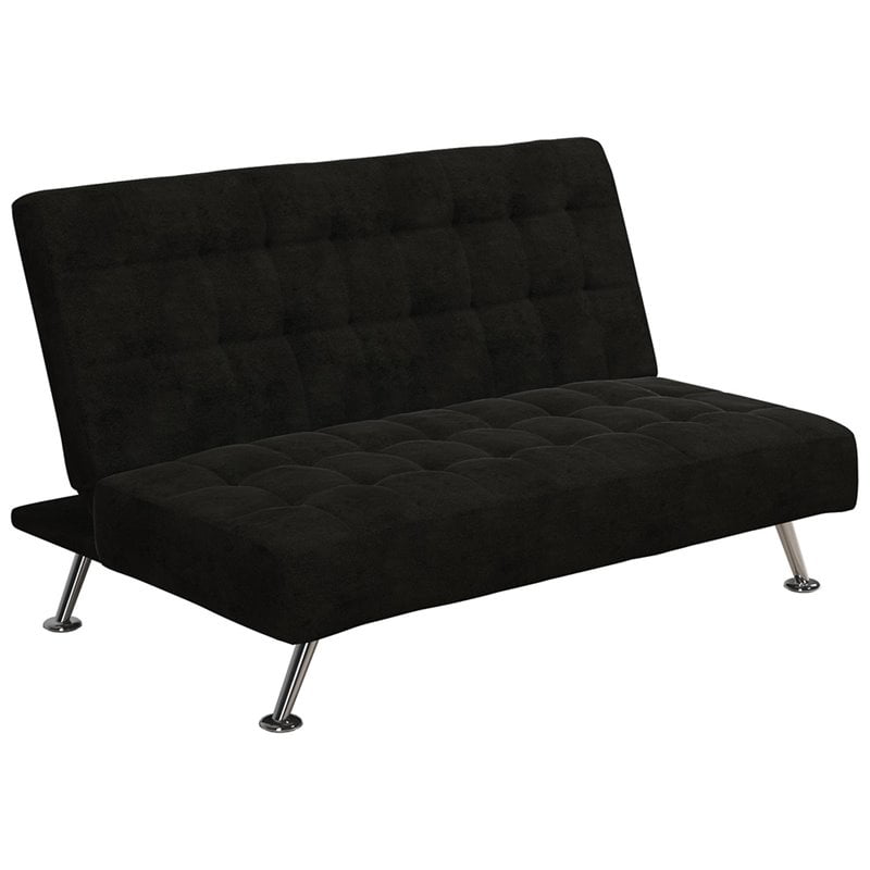 DHP Mabel Tufted Kids Sleeper Sofa in Black and Chrome