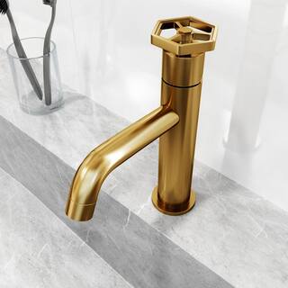 VIGO Ruxton Single Handle Single-Hole Bathroom Faucet in Matte Brushed Gold VG01050MG