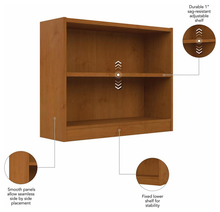 Bush Furniture Universal Small 2 Shelf Bookcase  Natural Cherry   Bookcases   by Homesquare  Houzz