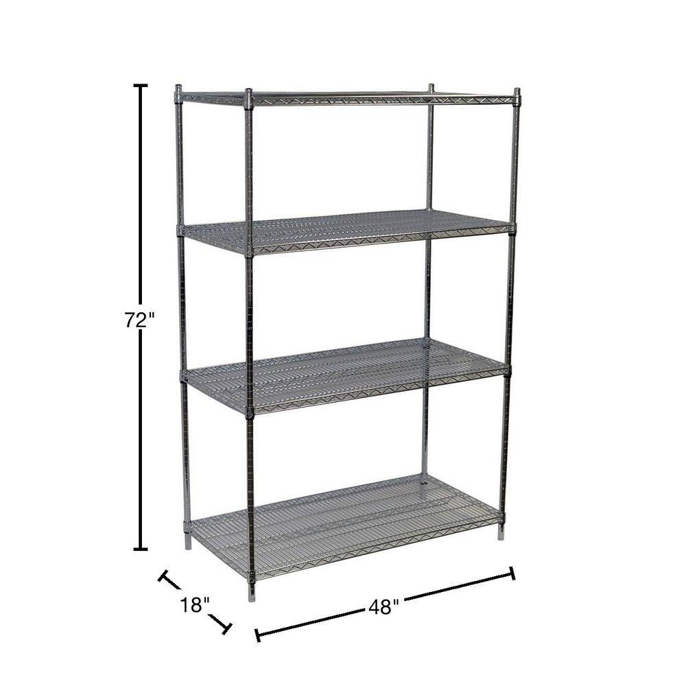 Storage Concepts Chrome 4-Tier Steel Wire Shelving Unit (48 in. W x 72 in. H x 18 in. D) WCS4-1848-74