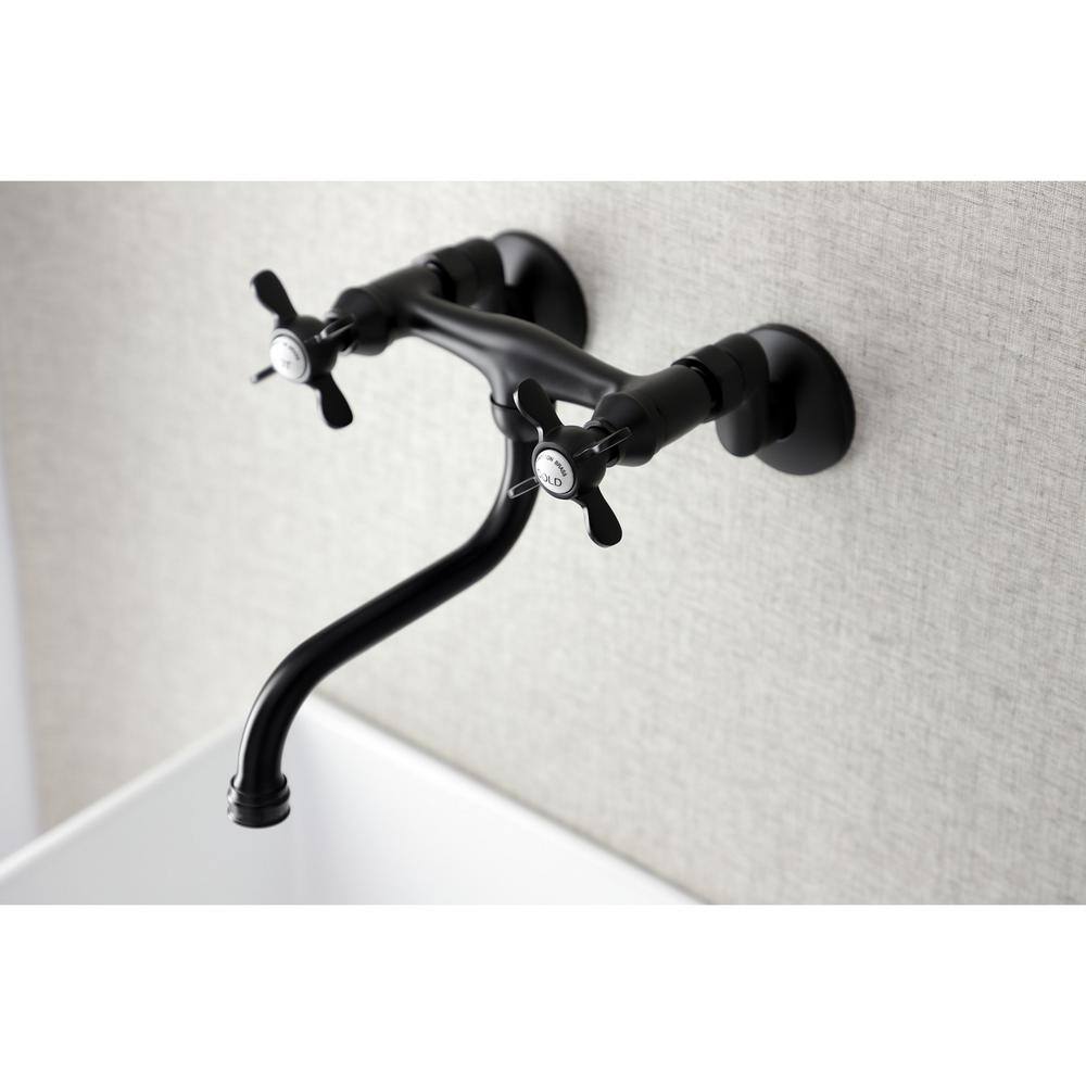 Kingston Brass Essex 2-Handle Wall-Mount Bathroom Faucet in Matte Black HKS116MB