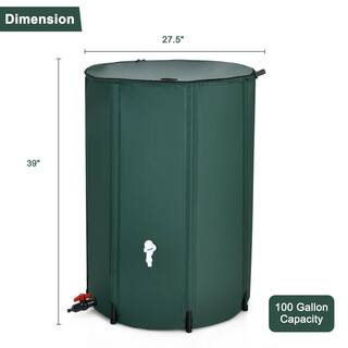 Gymax 100 Gal. Portable Rain Barrel Water Collector Collapsible Tank with Spigot Filter GYM03935