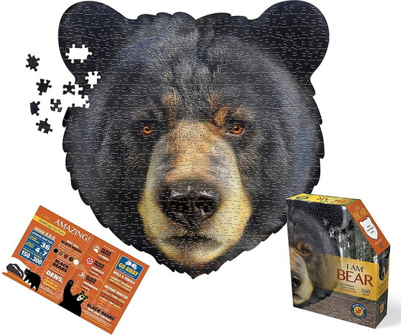 I AM Bear 550 Piece Animal Head Shaped Jigsaw Puzz...