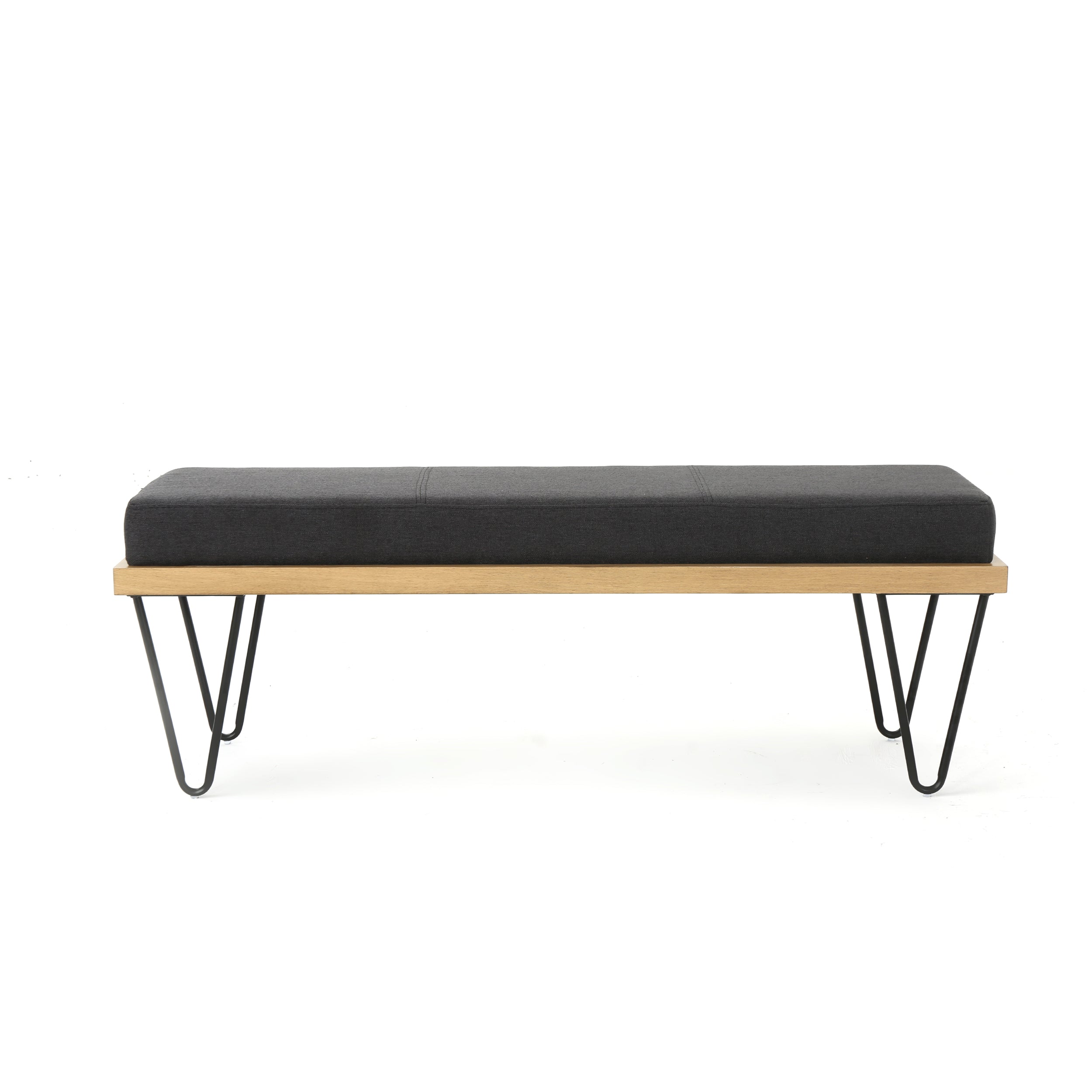 Elaina Industrial Modern Fabric Bench