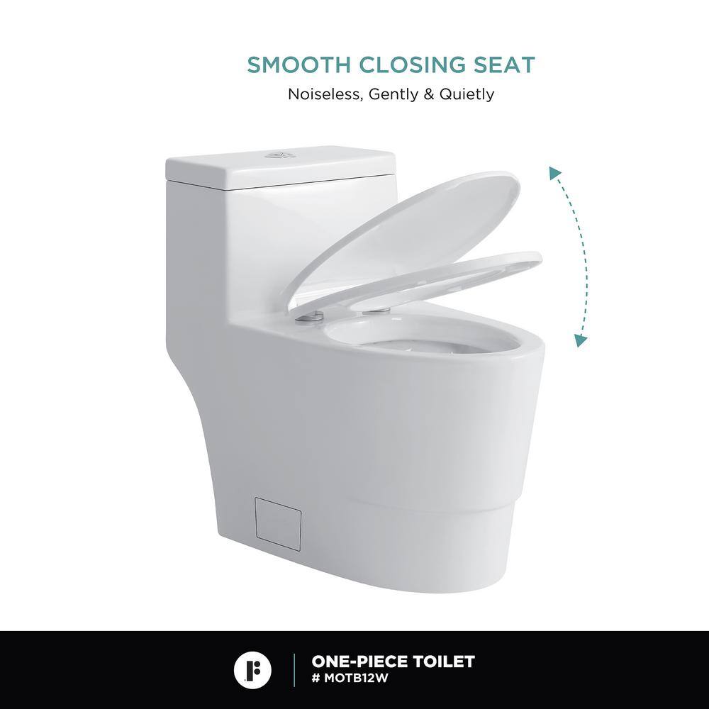 FINE FIXTURES Atlantis 12 in. Rough-In 1-Piece 11.6 GPF Dual Flush Elongated Toilet in White Seat Included MOTB12W