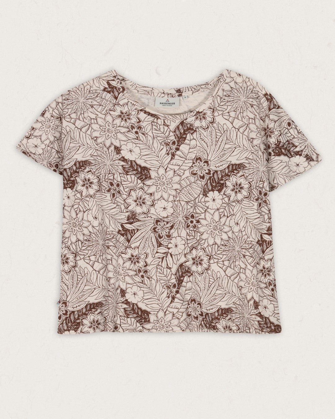 Fawn Recycled Cotton T-Shirt - Chestnut Floral Pattern