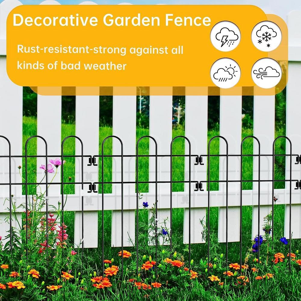 Oumilen 10-Pack No Dig Fence Decorative Garden Fence Border Rustproof Black Metal LT-K297