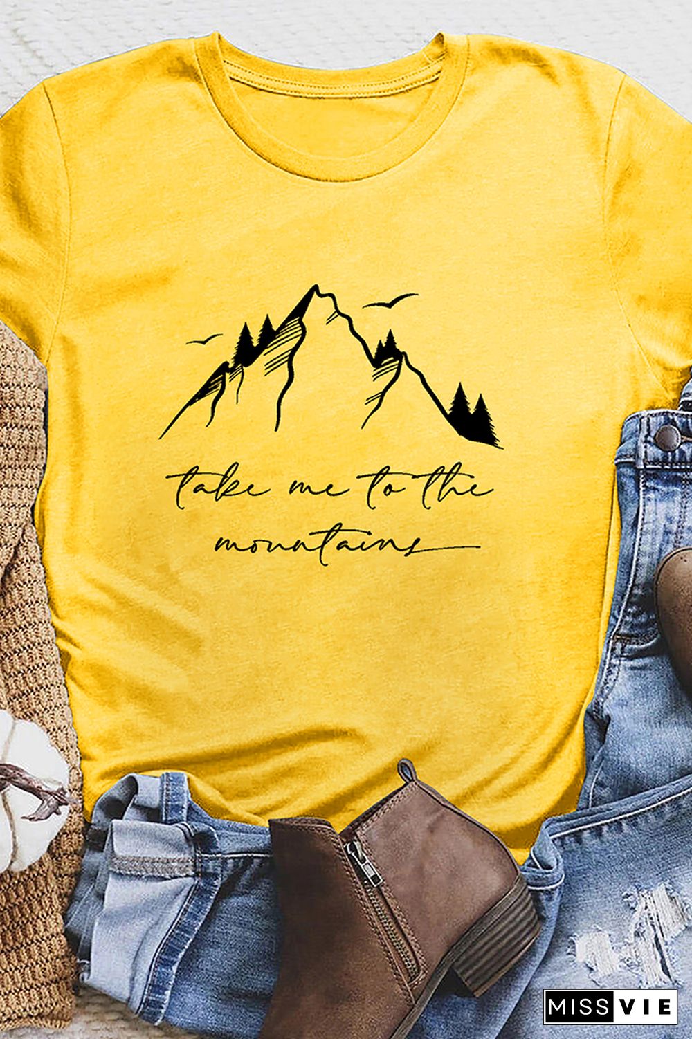 Take Me to the Moutains Graphic Tee Short Sleeve T-shirt Wholesale