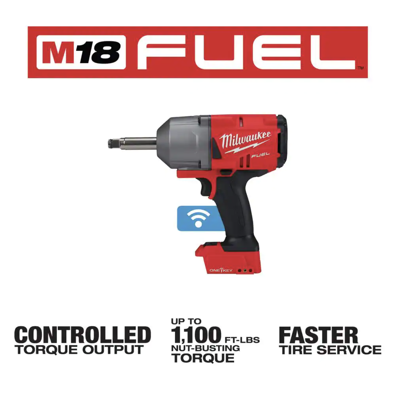 Milwaukee M18 ONE-KEY FUEL 18V Lithium-Ion Brushless Cordless 1/2 in. Impact Wrench with Extended Anvil (Tool-Only)