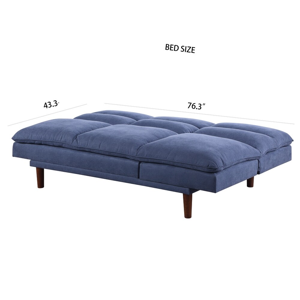 Modern Armless Fabric Blue Sofa Bed Adjustable Folding Sofa   37.01*76.38*41.73 inches