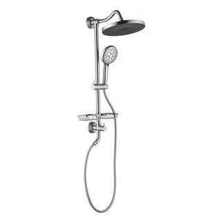 Lukvuzo 4-Spray Multifunction Deluxe Wall Shower System with Adjustable Slide Bar and Soap Dish in Brushed Nickel HSSA08FS003