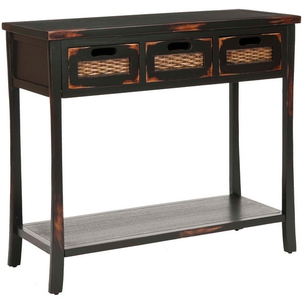 SAFAVIEH Corby Distressed 3-drawer Black Console Table - 34