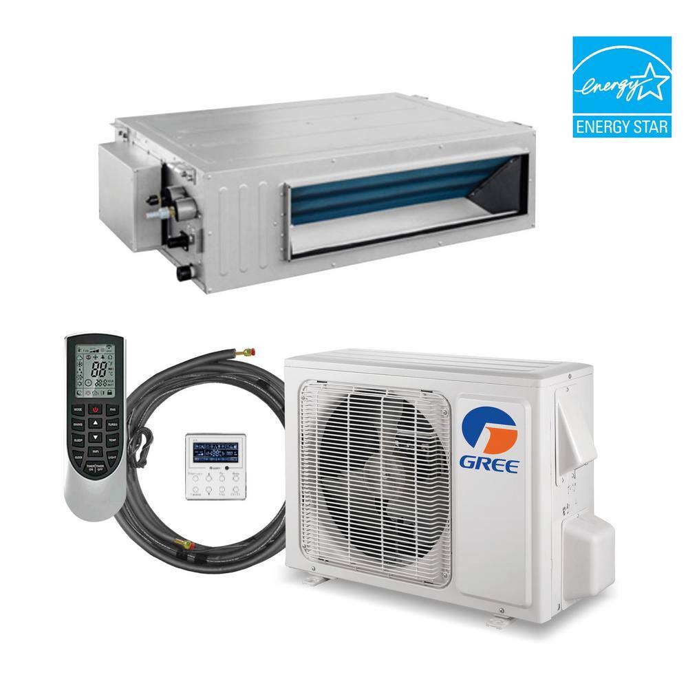 GREE 24000 BTU 2 Ton Inverter Slim Duct Ceiling Cassette Mini Split Air Conditioner with Heat Pump - 230V VIR24DCT230V1AK