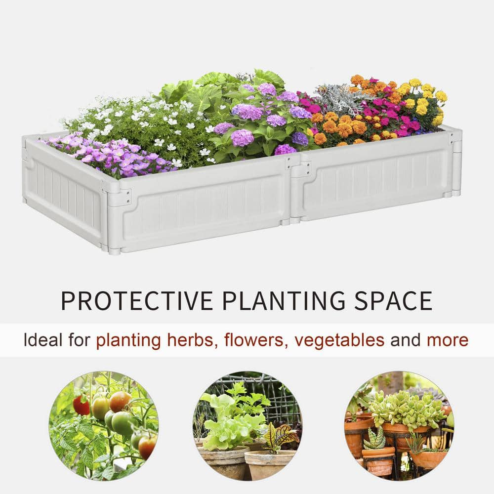 Outsunny 24.75 in. W x 48.5 in. D x 8.25 in. H White Plastic Raise Garden Bed Kit 845-549WT