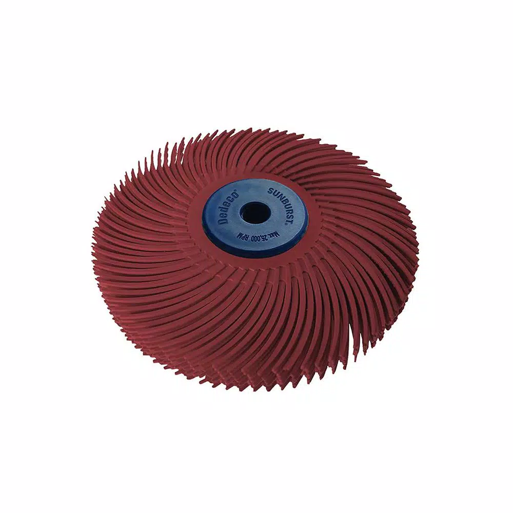 Dedeco Sunburst 3 in. 6-Ply Radial Discs 1/4 in. Tool Std 220-Grit Arbor Thermoplastic Cleaning and Polishing and#8211; XDC Depot